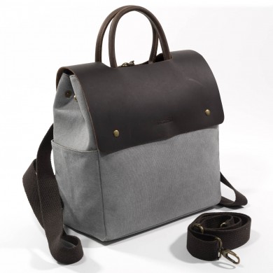 Shoulder bag, leather and canvas Shoulder bag, leather and canvas