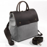 Zaino spalla in pelle e canvas