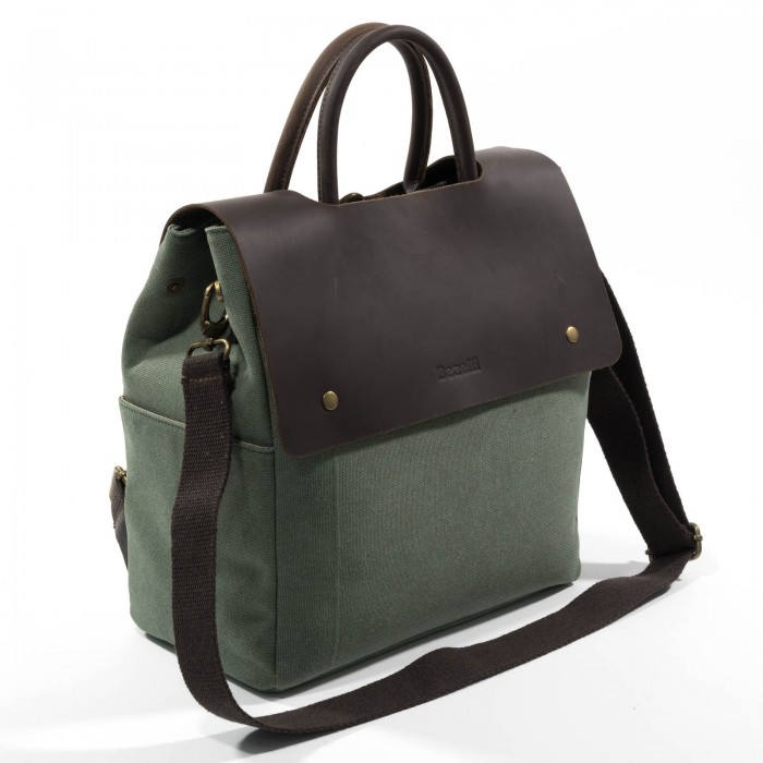 Zaino spalla in pelle e canvas