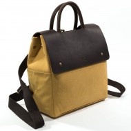 Shoulder bag, leather and canvas
