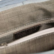 Shoulder bag, leather and canvas