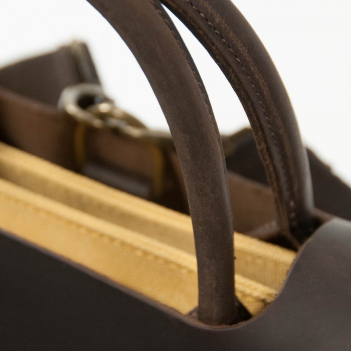 Zaino spalla in pelle e canvas