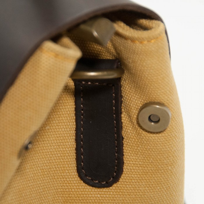 Shoulder bag, leather and canvas