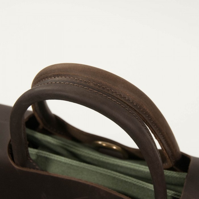 Shoulder bag, leather and canvas