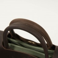 Shoulder bag, leather and canvas