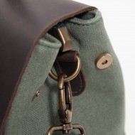 Shoulder bag, leather and canvas